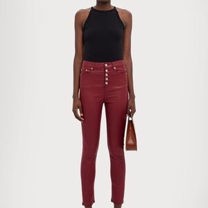 The Kooples high-rise faux leather skinny jeans in dark red BNWT size 29